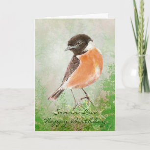 Carte Stonechat Bird Happy Birthday Son-in-Law