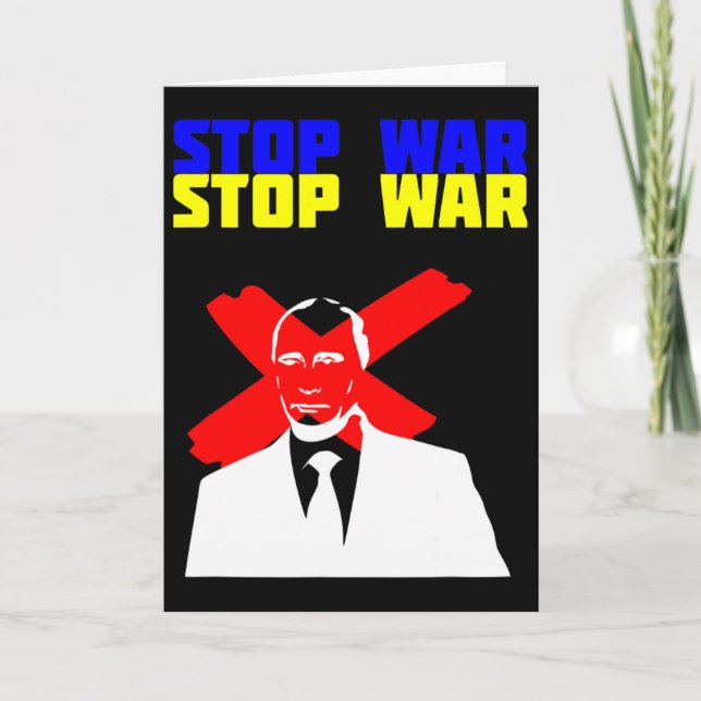 Carte Stop War Anti Putin Face Ukrainian Flag  (Devant)