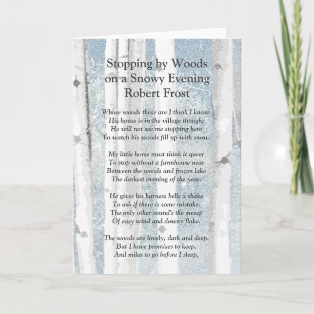 Carte Stopper par Woods Soirée Neige Robert Frost Poème (Devant)