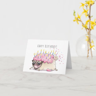 Carte Strawberry Frosted Pug Cake funny birthday card