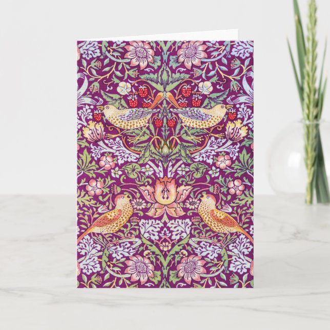 Carte Strawberry Thief Red, William Morris (Devant)