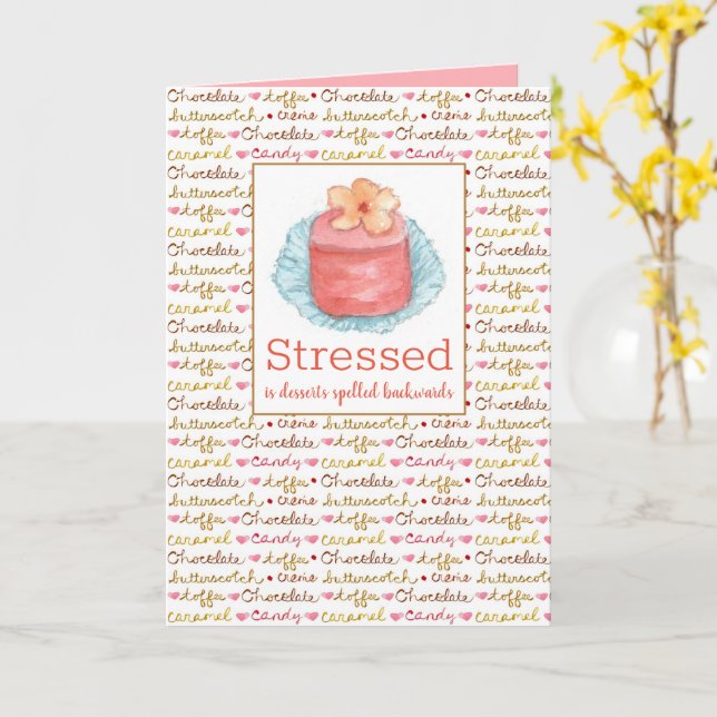 Carte Stress Est Desserts Écrits À L'Arrière Soyez Calme (Fleur jaune)