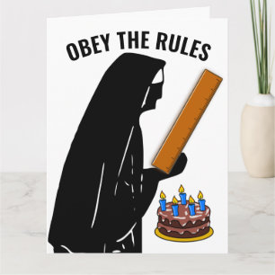 CARTE STRICT NUN AVEC RULER FUNNY ANNIVERSAIRE CATHOLIQU