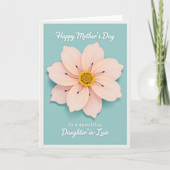Carte Striped Aqua Flower Beauty Card (Devant)
