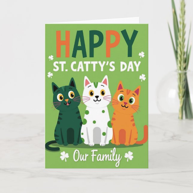 Carte Striped Cat Family Card (Devant)