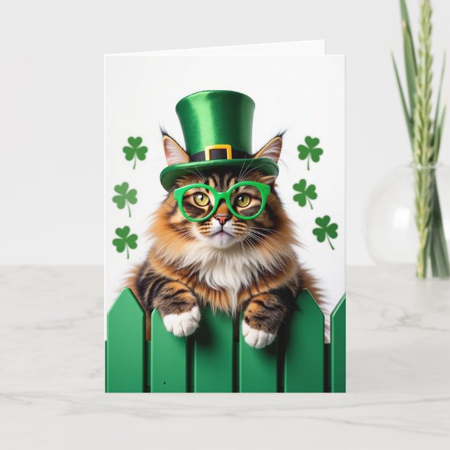 Carte Striped Cat St Patricks Day Card (Devant)