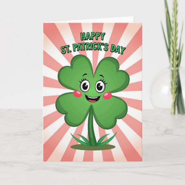 Carte Striped Clover Happy Day Card (Devant)