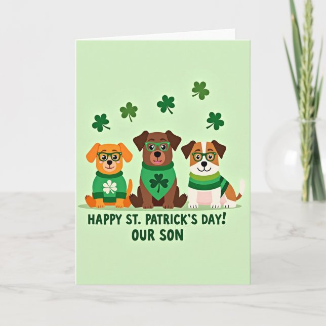 Carte Striped Dogs Happy Day Son Card (Devant)