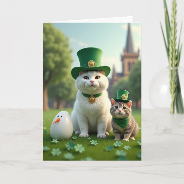 Carte Striped Kitten Shamrock Card (Devant)