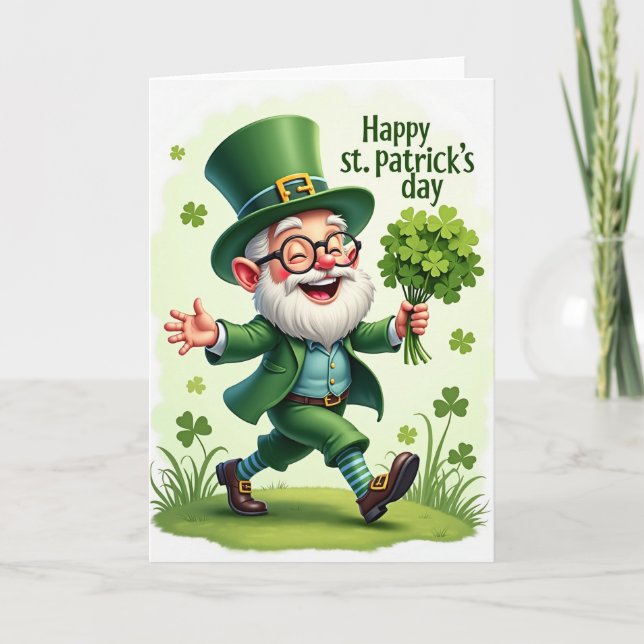 Carte Striped Leprechaun Holiday Card (Devant)