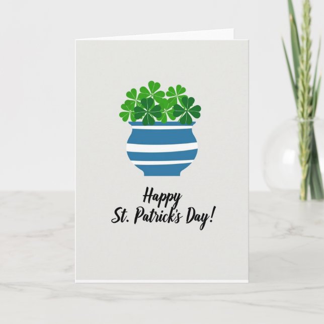 Carte Striped Shamrocks Happy St Patricks Card (Devant)