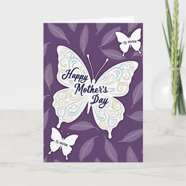 Carte Striped Sister Butterfly Day Card (Devant)