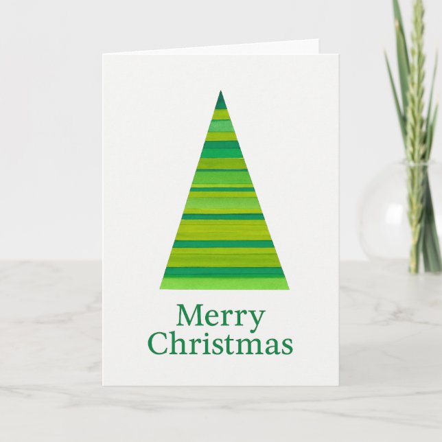 Carte Striped Watercolor Christmas Tree (Devant)