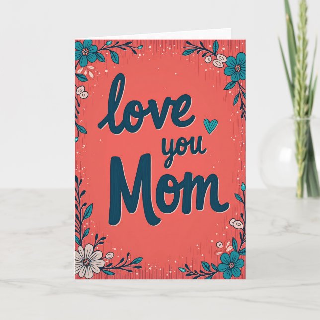 Carte Stripée Cœur Maman Je T'Aime (Devant)