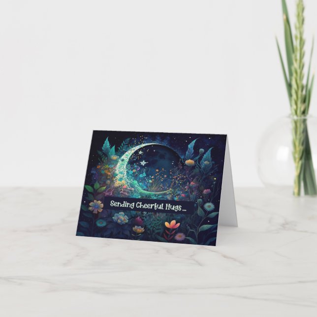 Carte Stroke Get Well Card avec Stars Moon & Flowers (Devant)