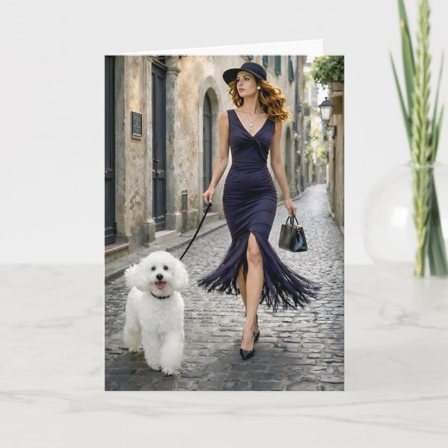 Carte Strolling Italy, Poodle Blank Card (Devant)