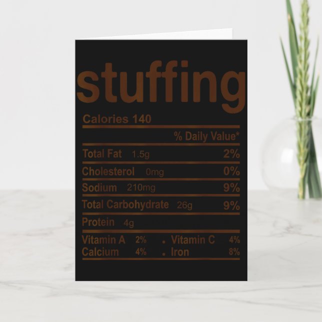 Carte Stuffing Nutrition Facts Funny Thanksgiving Food C (Devant)
