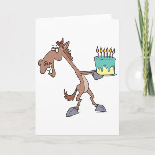 Carte stupide cheval d'anniversaire avec dessin animé de