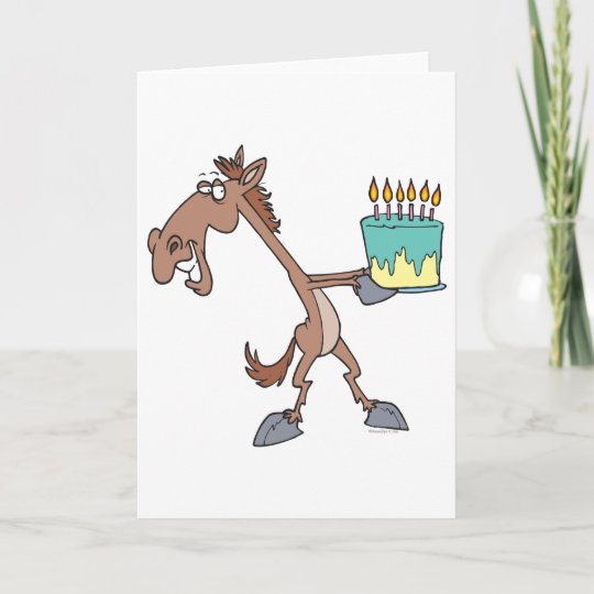 Carte Stupide Cheval D Anniversaire Avec Dessin Anime De Zazzle Fr