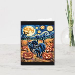 Carte Style d'art étoilé Chats noirs Halloween Citrouill