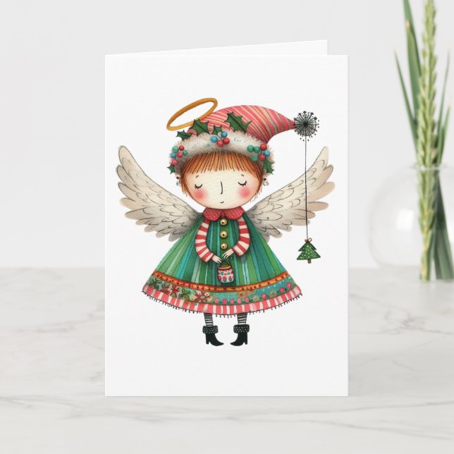 Carte Style d'art populaire mignon Angel (Devant)
