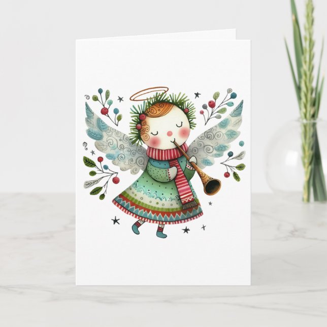 Carte Style d'art populaire mignonne Angel Joyeux Noël (Devant)