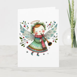 Carte Style d'art populaire mignonne Angel Joyeux Noël