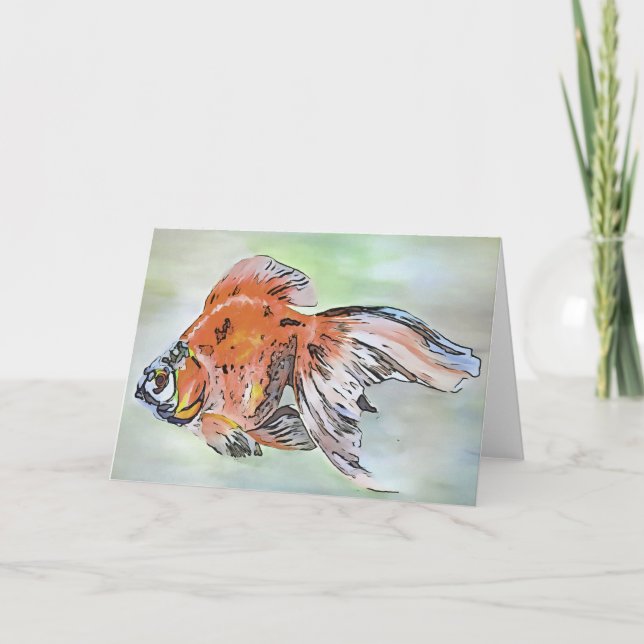 Carte Style de dessin Ryukin Poisson d'or peinture acryl (Devant)