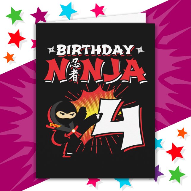 Carte Style de livre de bande dessinée 4 ans Ninja 4e an (Créateur téléchargé)
