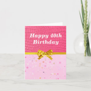 Carte Style en cuir rose Sparkly 40e anniversaire