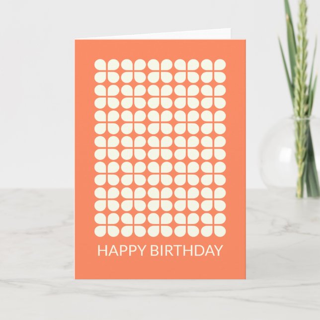 Carte Style moderne géométrique Botanique Orange Anniver (Devant)