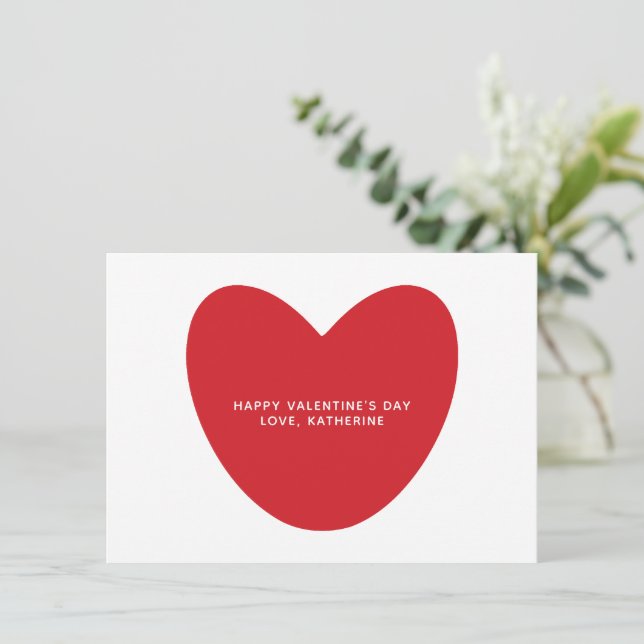Carte Style moderne mignon coeur rouge texte personnalis (Debout devant)