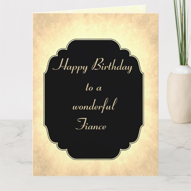 Carte Stylé moderne noir et or Fiance d'anniversaire (Devant)
