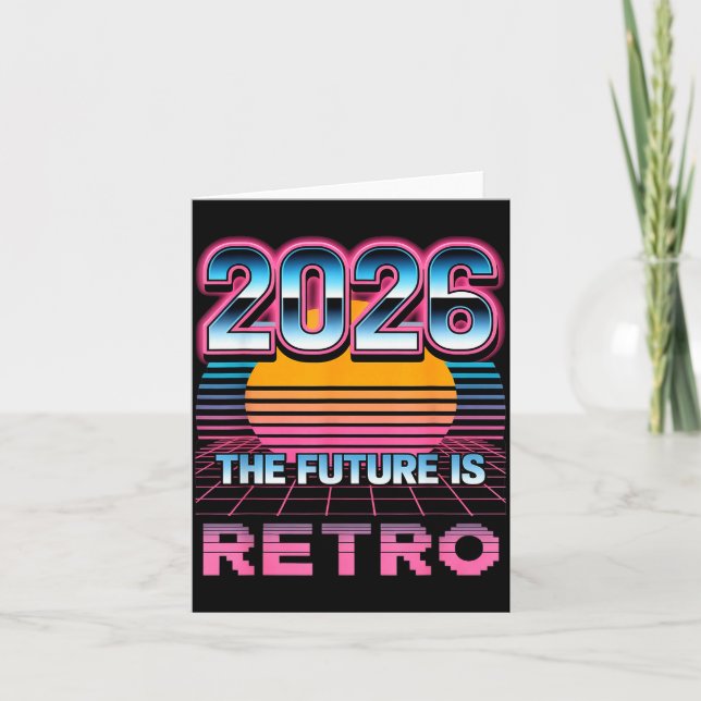 Carte Style Rétro Vintage 80s Bonne Année 2026  (Devant)