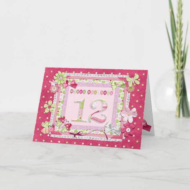 Carte Style scrapbooking 12e anniversaire (Devant)