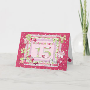 Carte Style scrapbooking 15e anniversaire