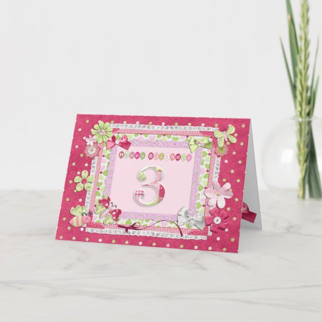 Carte Style scrapbooking 3e anniversaire (Devant)