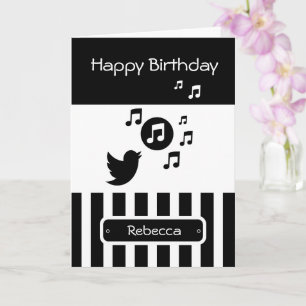 Carte Style Songbird Black White Stripes personnalisées