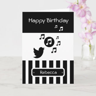 Carte Style Songbird Black White Stripes personnalisées