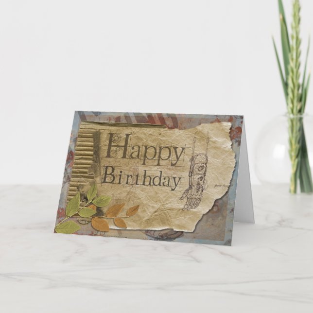 Carte Style Steampunk Voeux d'anniversaire (Devant)