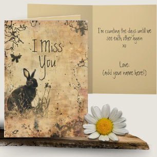 Carte Style Vintage Amour de Lapin Je Vous Rêve