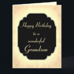 Carte Style vintage Birthday Grandson<br><div class="desc">Design élégant et chic Happy Birthday Grandson design Carte de voeux.</div>