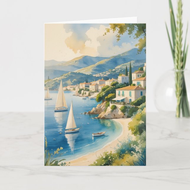 Carte Style vintage Côte d'Azur Voyage en France (Devant)