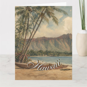 Carte Style Vintage Hawaïen Voyage Côte Mer