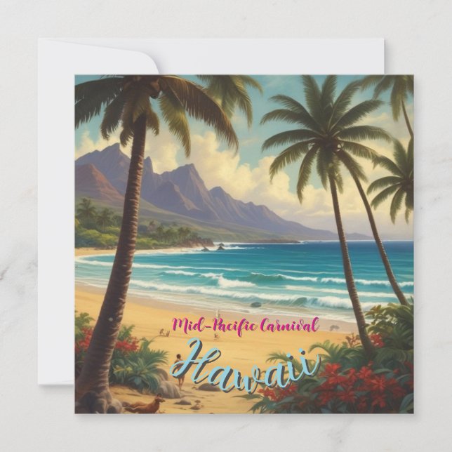 Carte Style Vintage Hawaïen Voyage Honolulu Mid-Pacific (Devant)