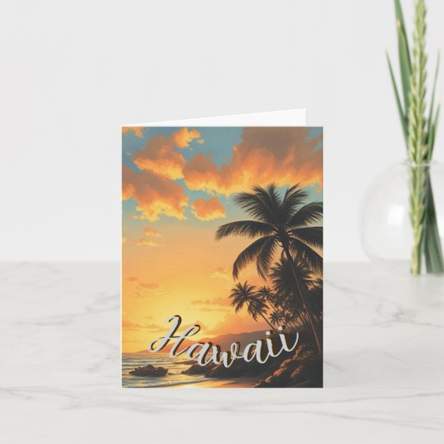 Carte Style vintage Hawaii Travel Coast Sea Sunset (Devant)