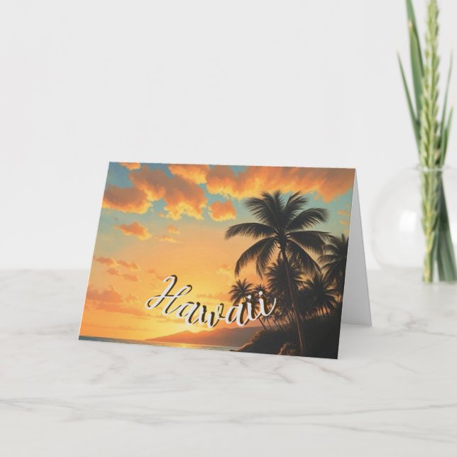 Carte Style vintage Hawaii Travel Coast Sea Sunset (Devant)