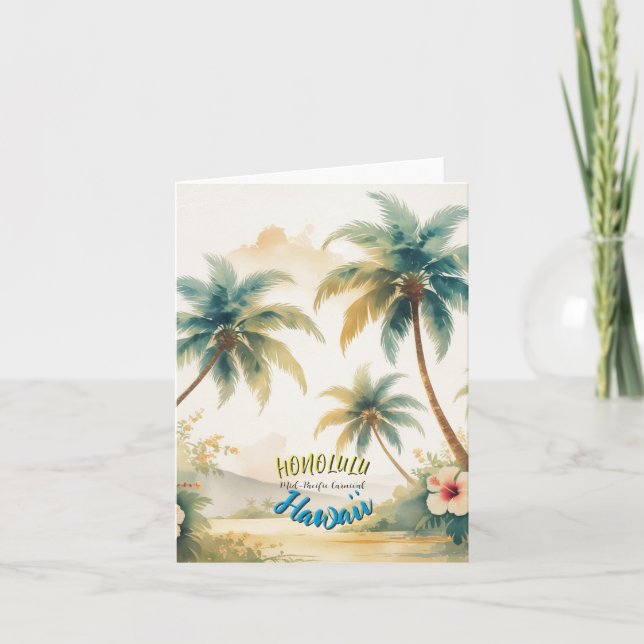 Carte Style vintage Hawaiian Seascape Palms Travel Art (Devant)