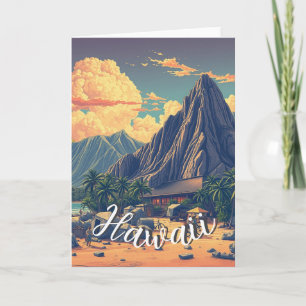 Carte Style vintage Hawaiian Travel Honolulu Mid-Pacific