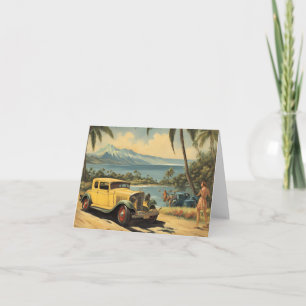 Carte Style vintage Hawaiian Travel Honolulu Mid-Pacific